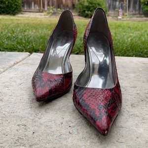 Guess by Marciano Snakeskin Pumps, Red 7 1/2